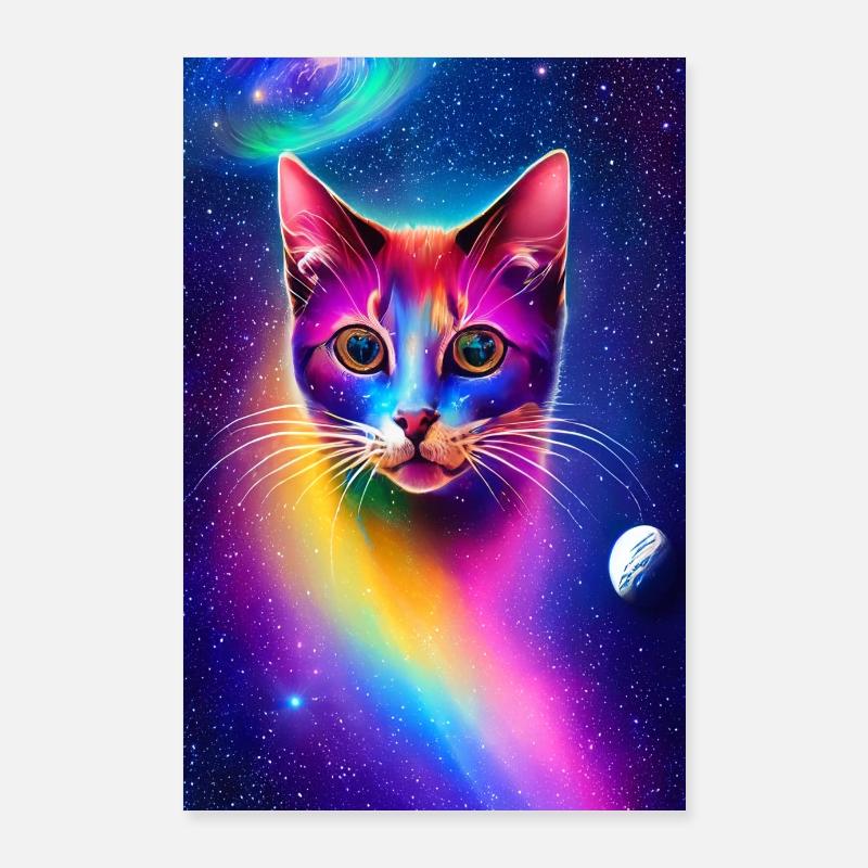 Trippy Space Cat Poster 60x90 cm
