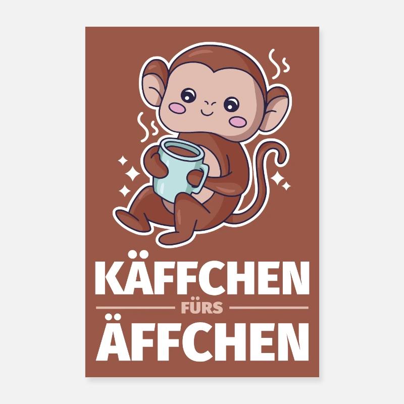 Käffchen fürs Äffchen süßes Kaffee-Design Poster 60x90 cm