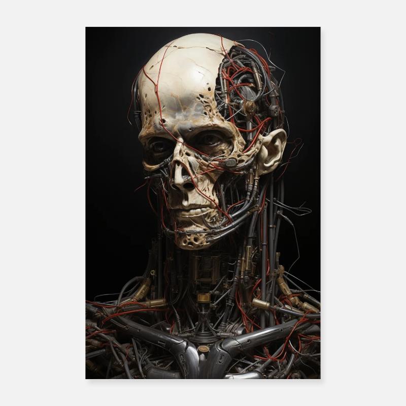 Digital Painting Art Horror Skeleton Art Print - Poster 24" x 35" (60x90 cm) - white