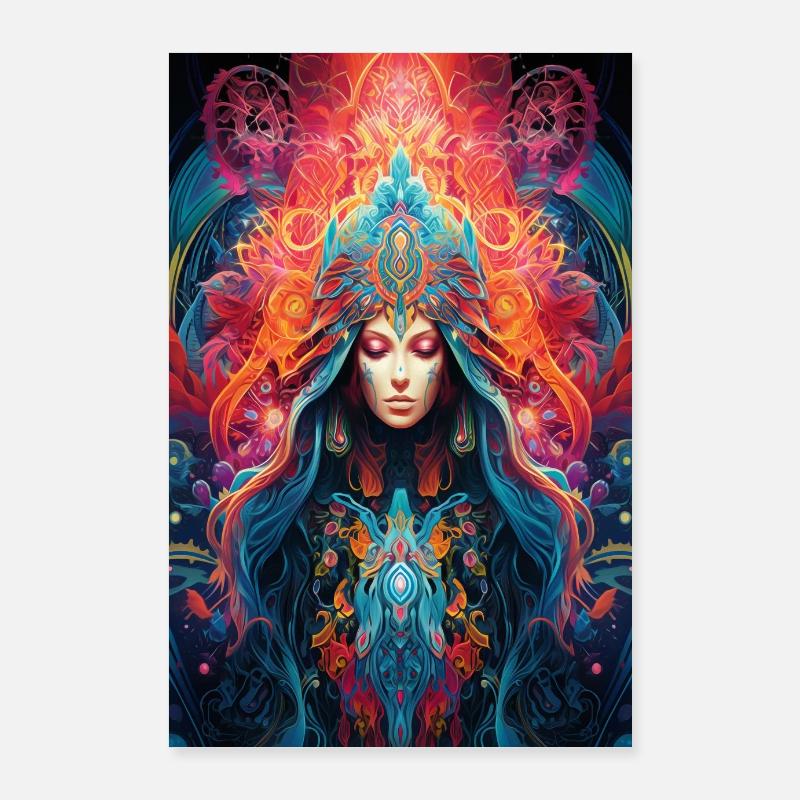 Déesse mystique et psychédélique Poster 60 x 90 cm