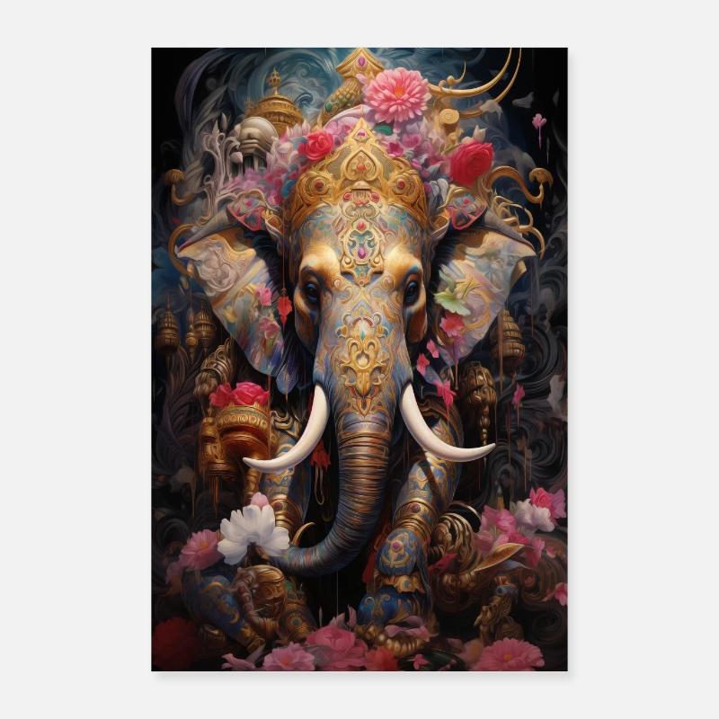 Psychedelischer Thailändischer Elefant Poster 60x90 cm