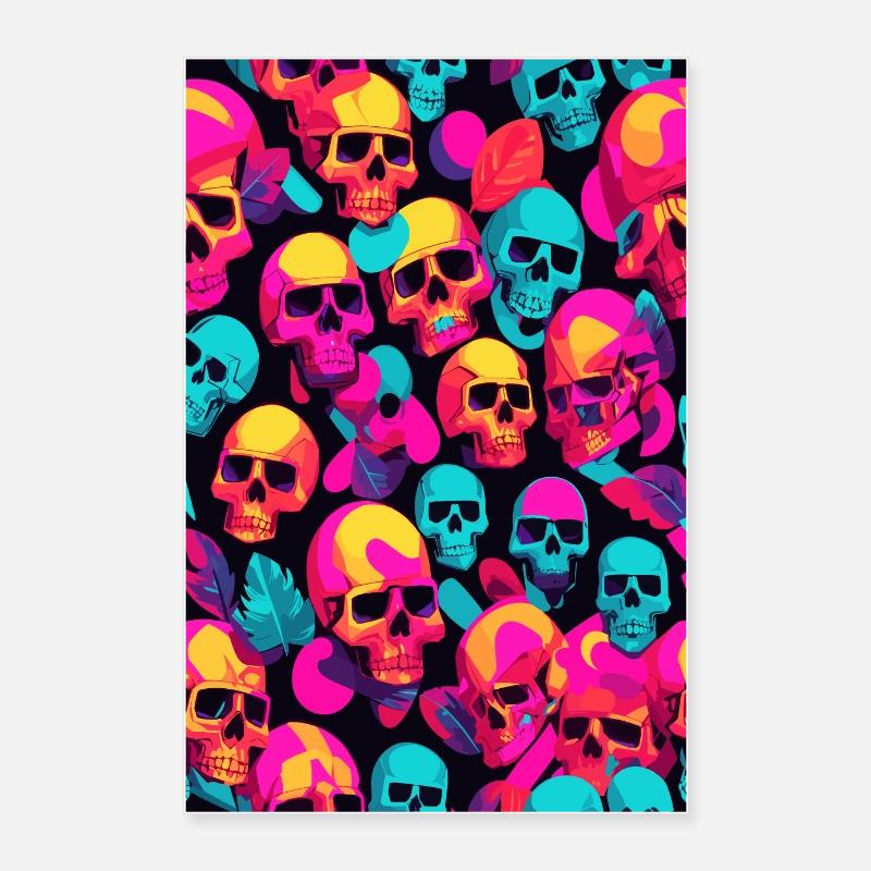 Crânes de néon Poster 60 x 90 cm