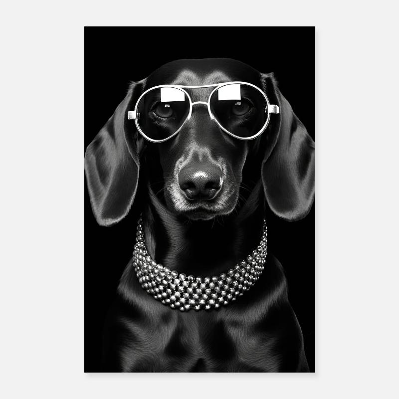 Dackel Hund Sunglasses Poster 60x90 cm
