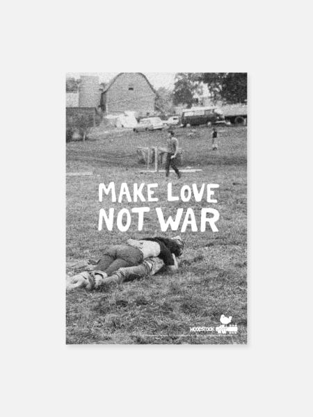 Woodstock Make Love Not War Poster - Poster 60x90 cm - Weiß - Vorne