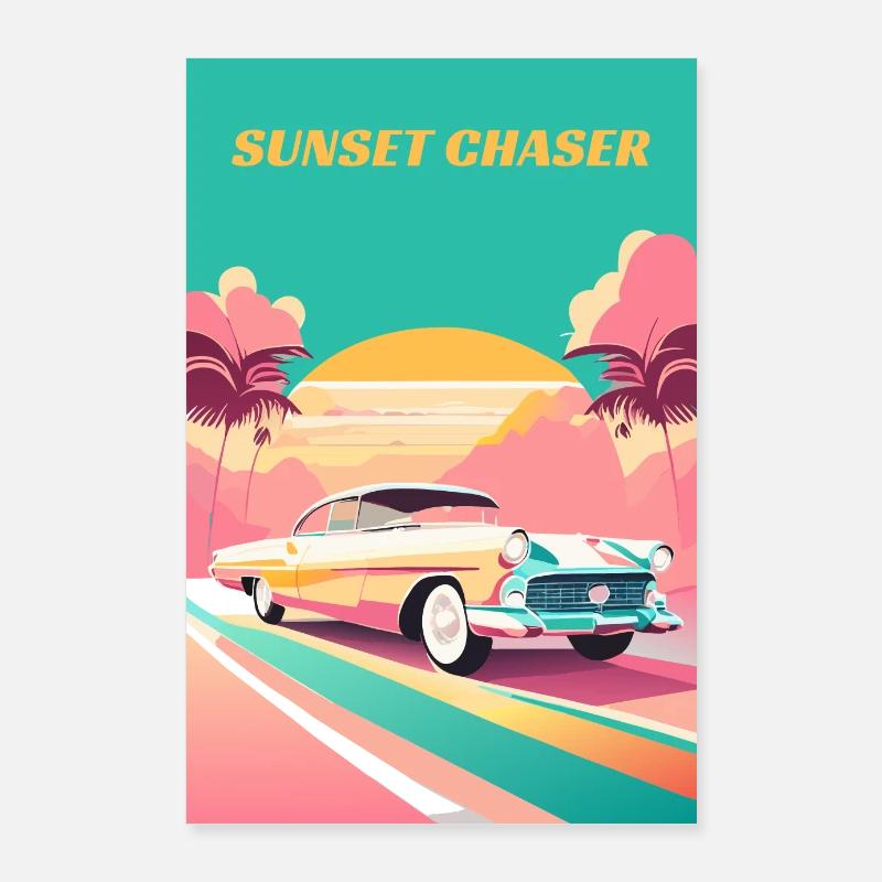Chasseur de coucher de soleil Poster 60 x 90 cm