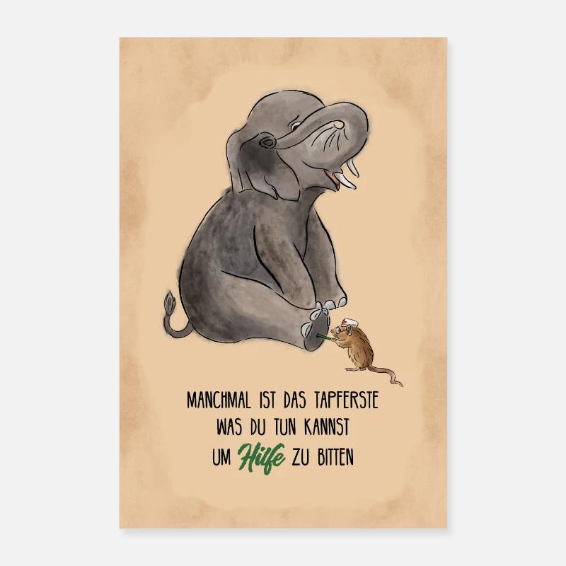 La souris aide l’éléphant : Dire pour plus de bravoure Poster 60 x 90 cm