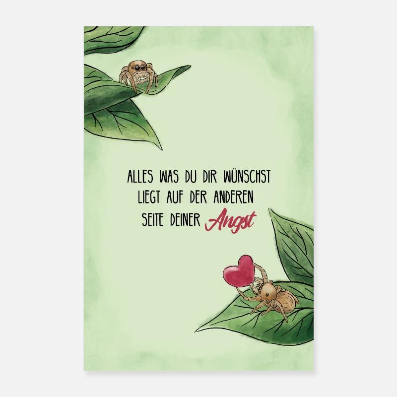 Dicton inspirant pour le courage avec des araignées mignonnes Poster 60 x 90 cm