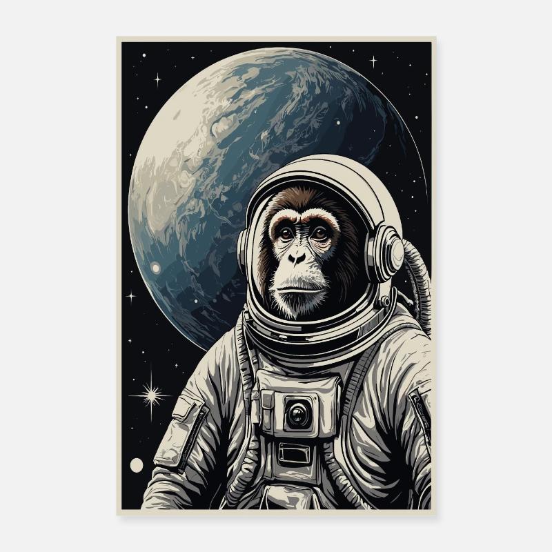 Astronauten Affe Poster 60x90 cm
