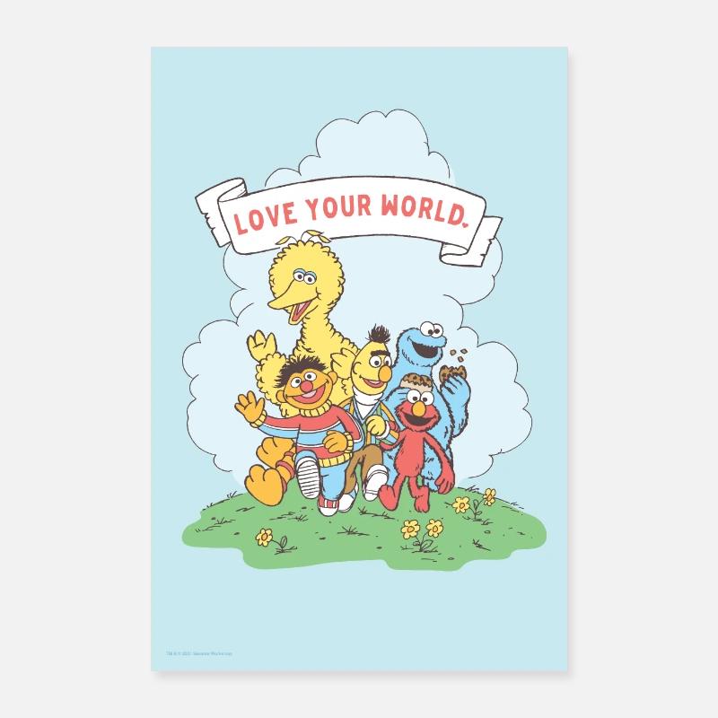 Sesamstraße Elmo & Freunde Love Your World - Poster 60x90 cm - Weiß