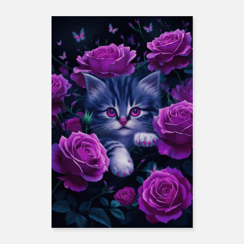 Chat Chats Amoureux Chat Propriétaire Chaton Poster 60 x 90 cm