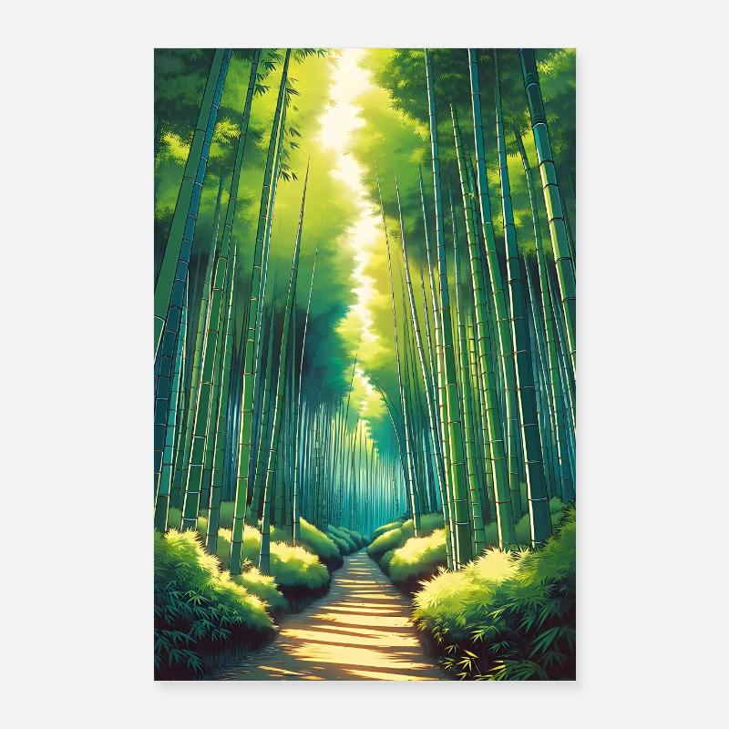 Picturesque bamboo forest with sunlight Poster 24" x 35" (60x90 cm)