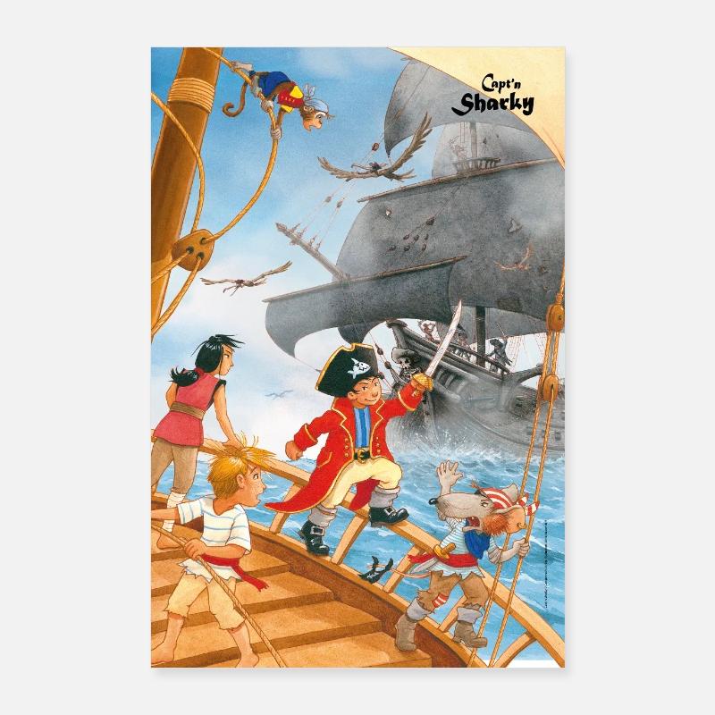 Käpt'n Sharky Auf Seinem Schiff Poster 60x90 cm