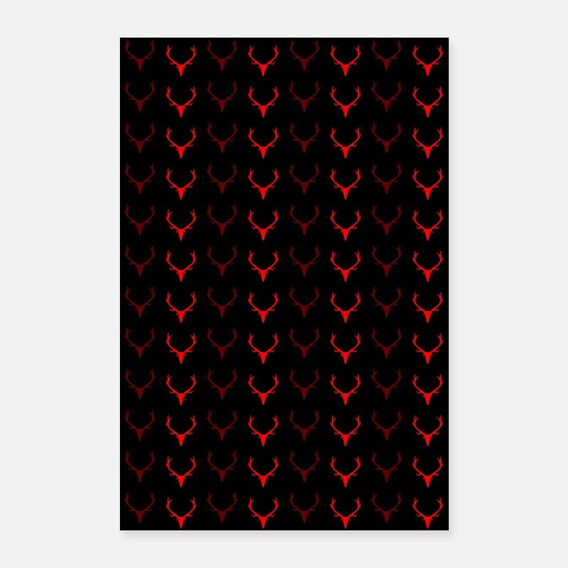 Antler Pattern Red Poster 24" x 35" (60x90 cm)
