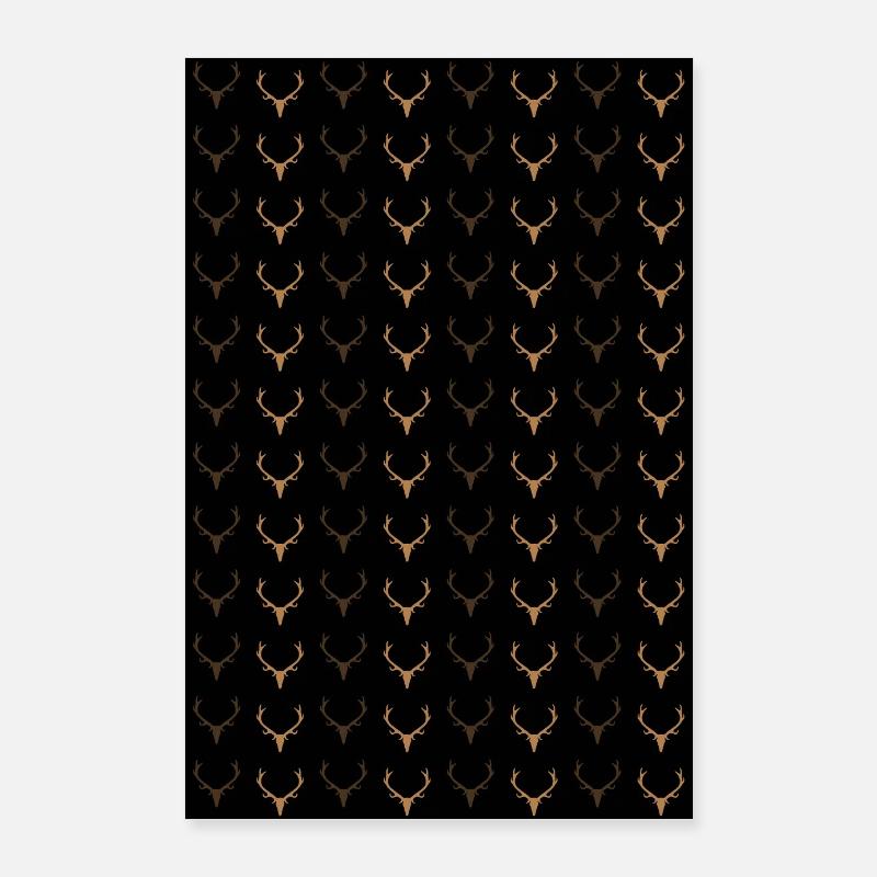 Antler Pattern Brown Poster 24" x 35" (60x90 cm)