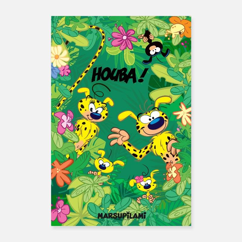 Marsupilami Avec Famille En Jungle Poster 60 x 90 cm