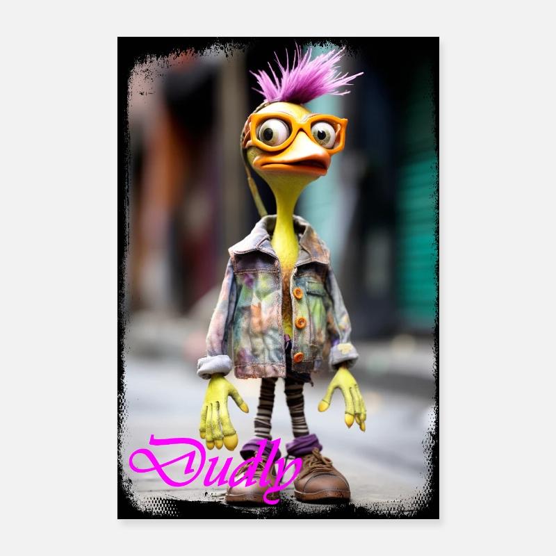 Ausgefallene Duckly-Figur mit Punk-Stil Poster 60x90 cm