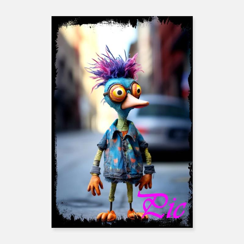 Poupée colorée imprimée avec personnage de monstre Poster 60 x 90 cm