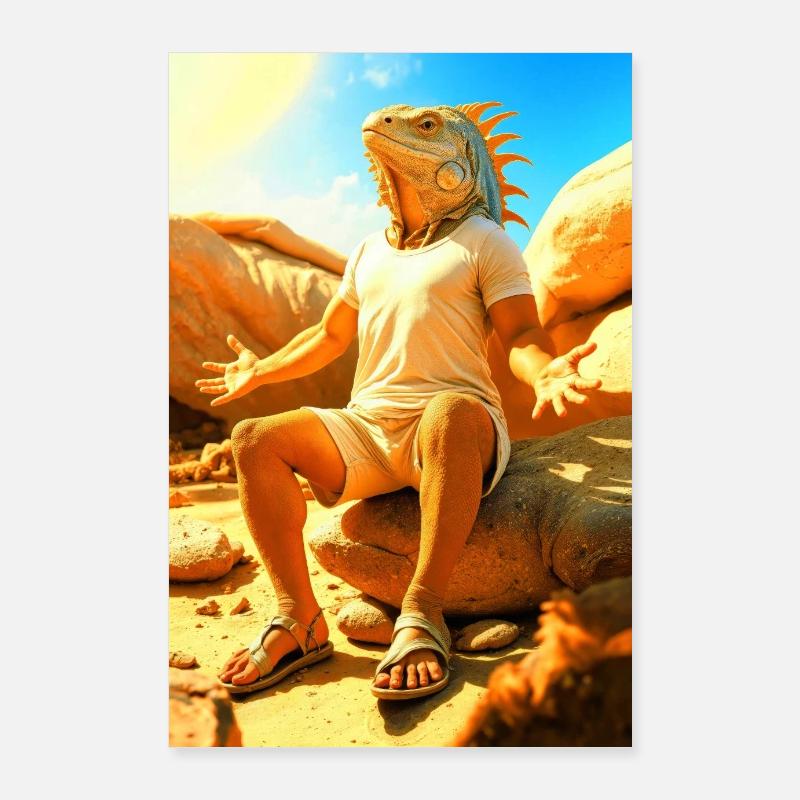 Iguane humanoïde au soleil Poster 60 x 90 cm