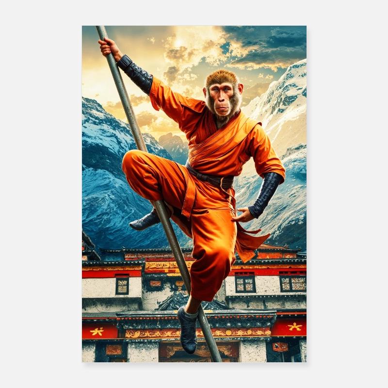 Humanoider Affe Shaolin Mönch Poster 60x90 cm