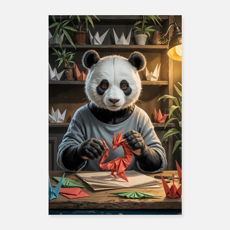 Origami Humanoid Panda Poster 24" x 35" (60x90 cm)