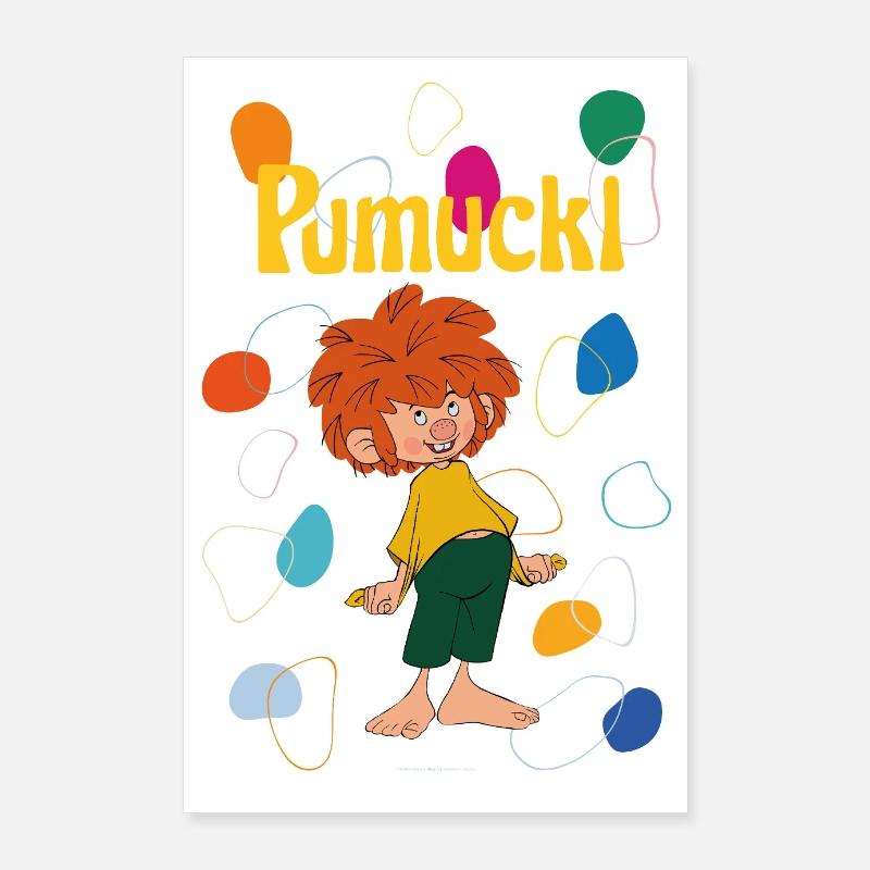 Pumuckl Frech Mit Farbklecksen Und Schriftzug Poster 60x90 cm