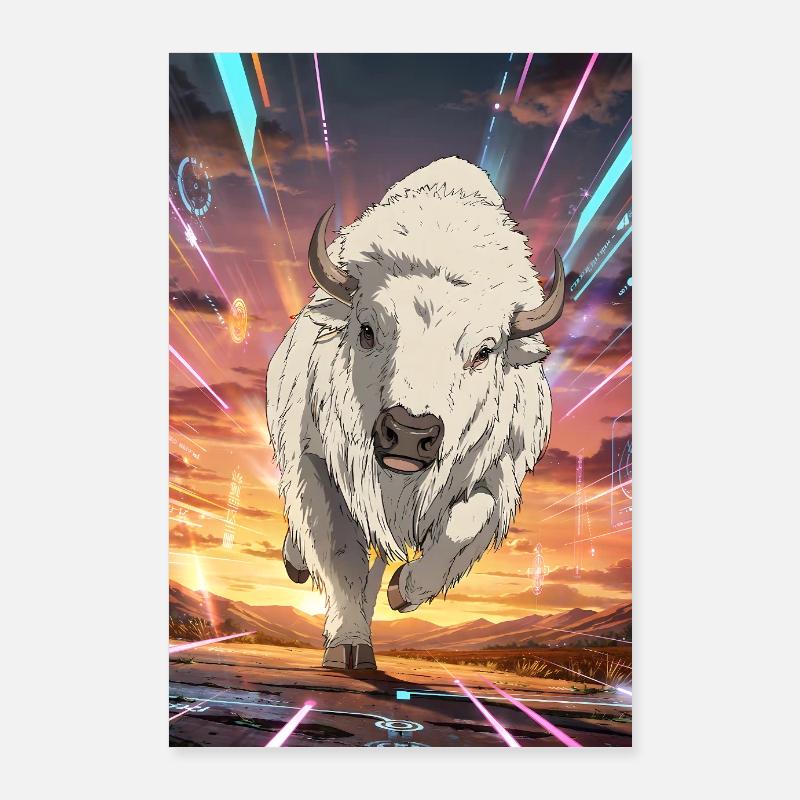 Bison Néon Courant Poster 60 x 90 cm