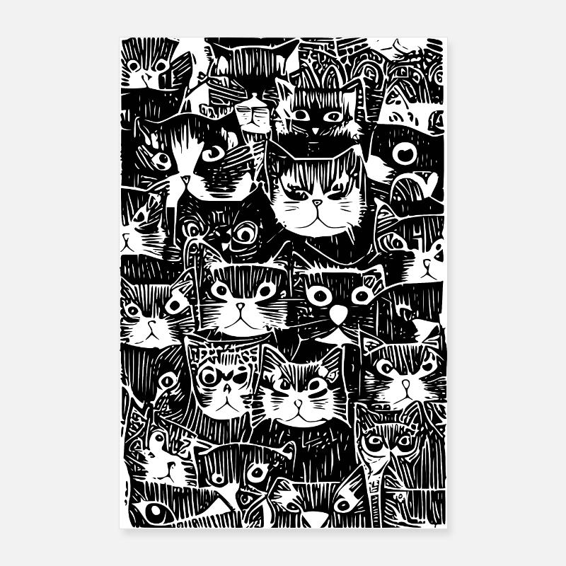 Cat World, Funny Kittens, Black, Memes Poster 24" x 35" (60x90 cm)