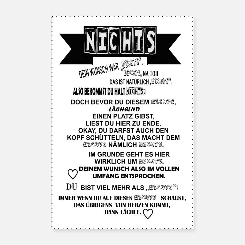 Nichts - Geschenkidee Nichts schenken Text Poster 60x90 cm