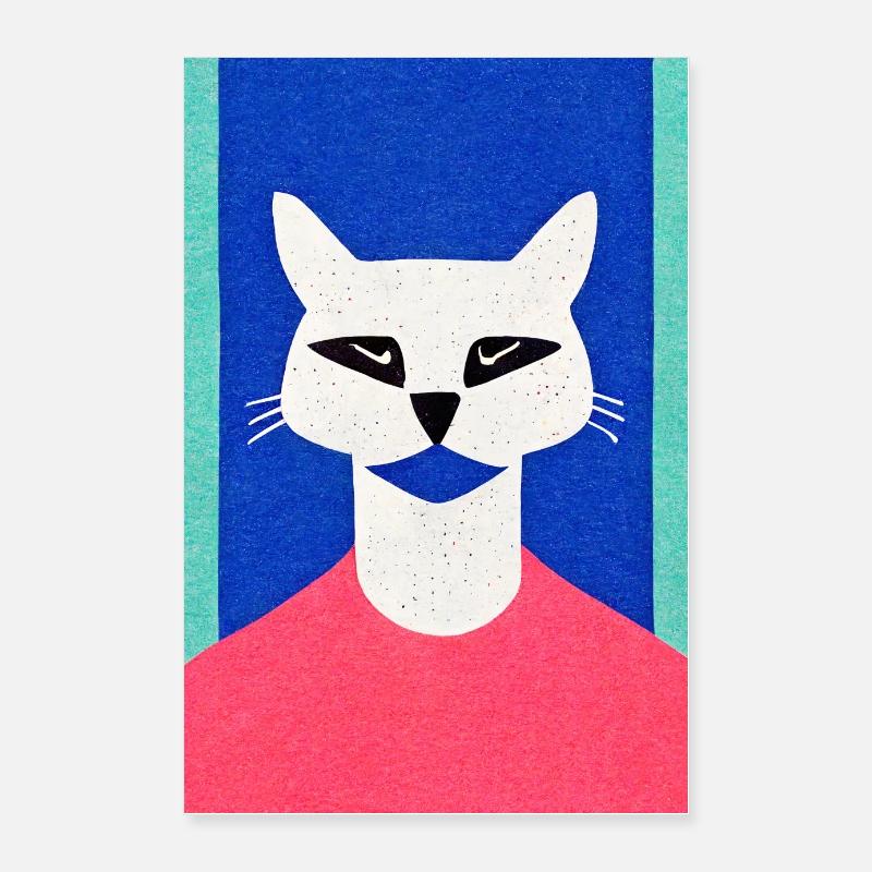 Snow Leopard Chat Rétro Poster 60 x 90 cm