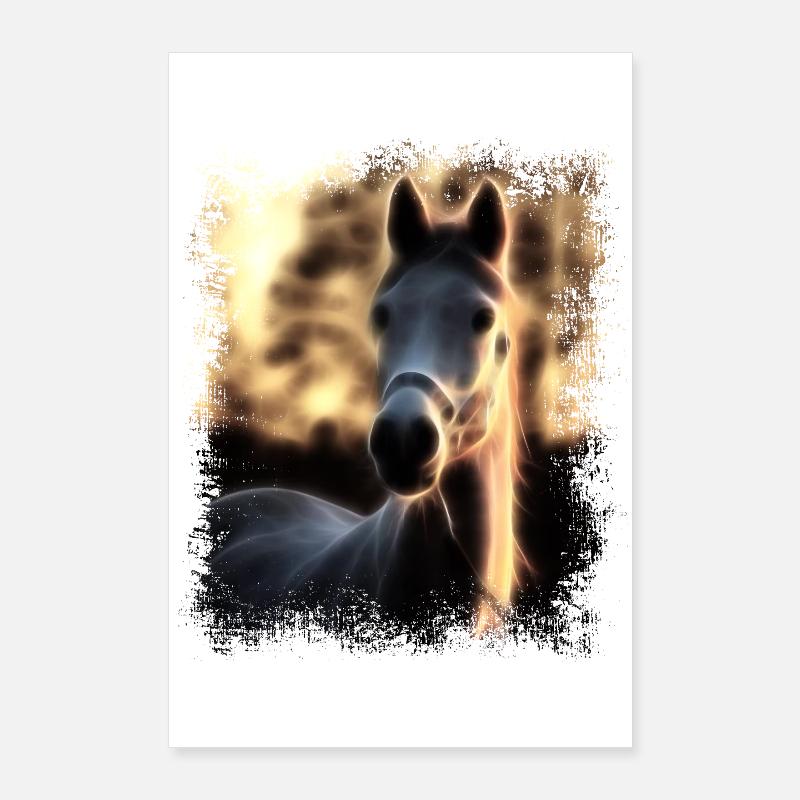 Cheval Gris Doré Poster 60 x 90 cm
