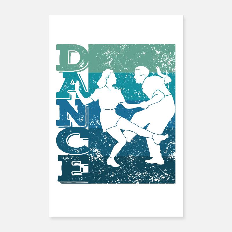 Boogie Woogie Swing Dancing Retro Colors Vintage Poster 24" x 35" (60x90 cm)