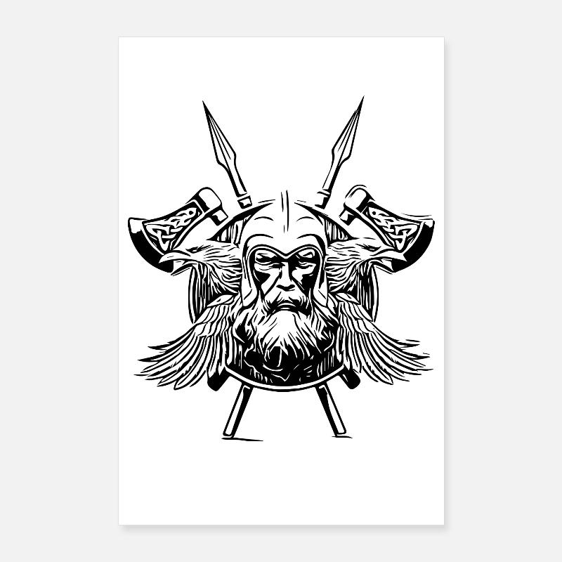 Odin Ravens Viking Axes Poster 24" x 35" (60x90 cm)