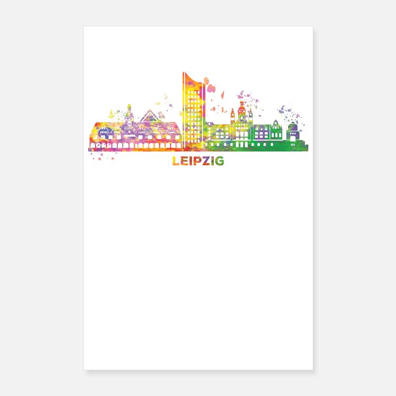 Leipzig Skyline Bunt Leipziger Uniriese Poster 60x90 cm