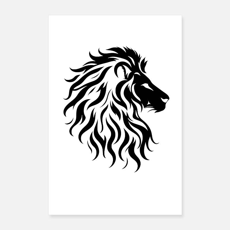 Silhouette majestueuse de tête de lion Poster 60 x 90 cm