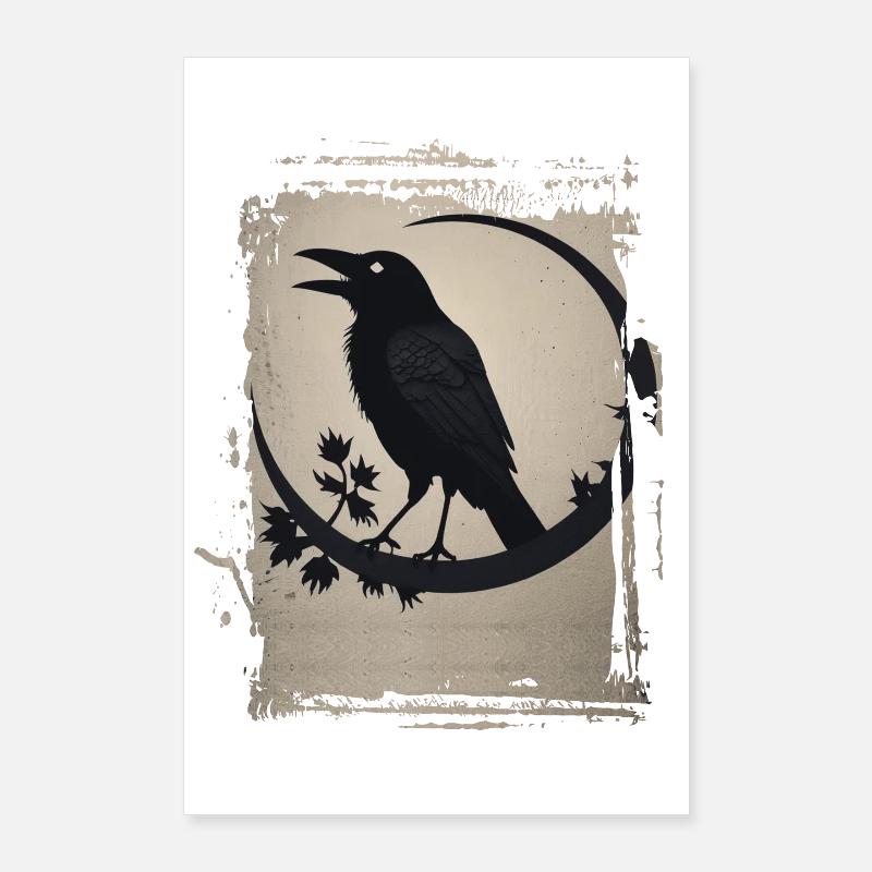 Raven sitting on branch Poster 24" x 35" (60x90 cm)