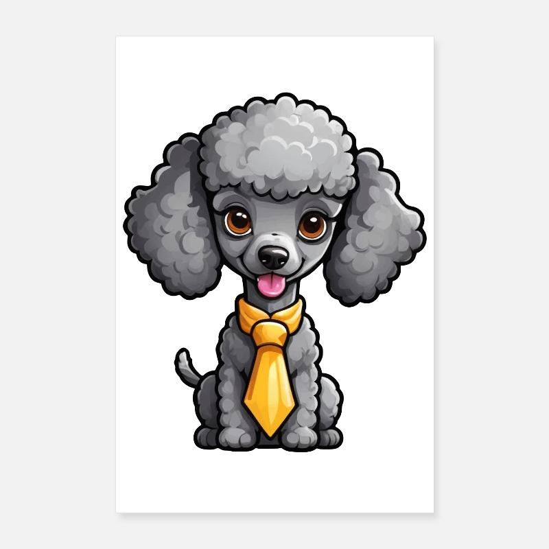 Caniche gris avec cravate Poster 60 x 90 cm
