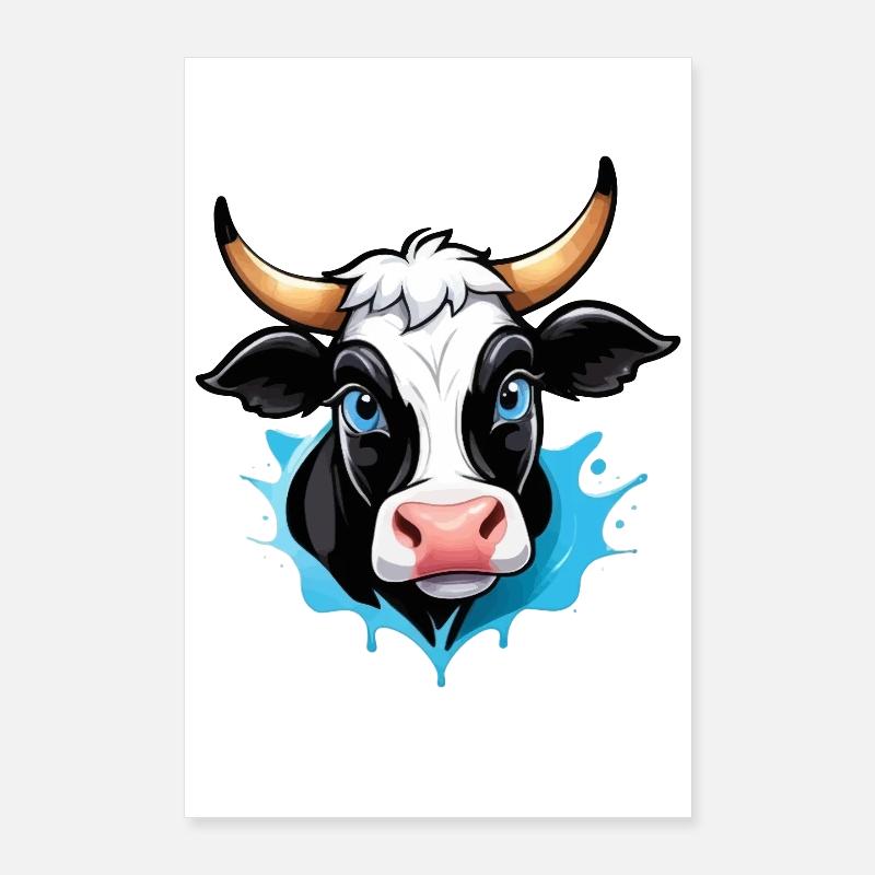 Kuh im Comic-Style Poster 60x90 cm