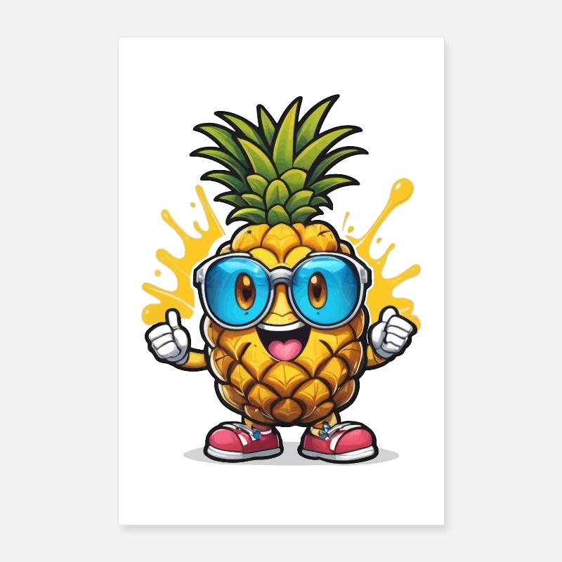 Drôle d’ananas avec des lunettes Poster 60 x 90 cm