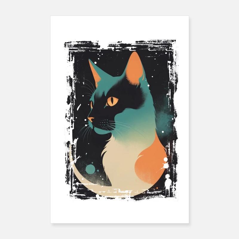 Chat mystique au clair de lune Poster 60 x 90 cm