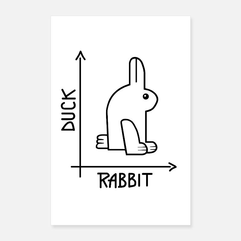 Ente oder Kaninchen Optische Täuschung Poster 60x90 cm
