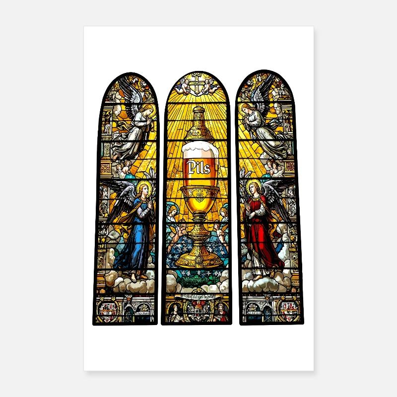 Bier Kirchen Fenster Männertag Himmelfahrt Poster 60x90 cm