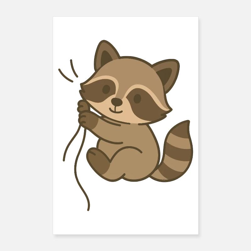 Eingekuschelt Waschbärchen Poster 60x90 cm