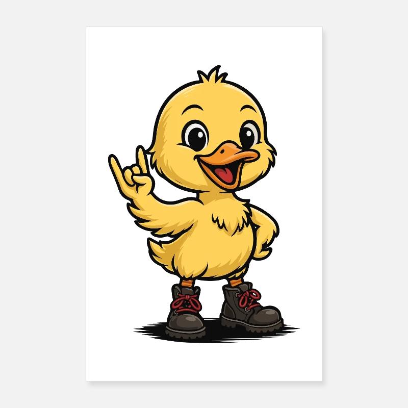 Bébé canard à bascule avec des bottes Poster 60 x 90 cm