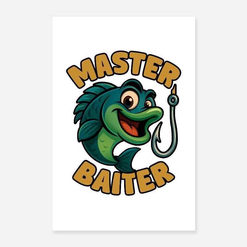 Master Baiter – jeu de mots amusant sur la pêche Poster 60 x 90 cm