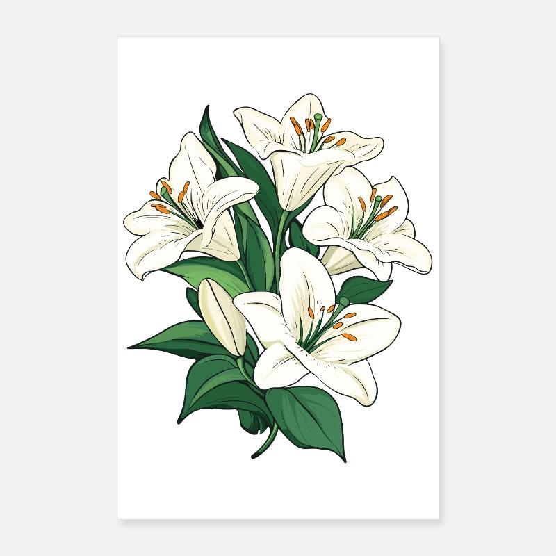 Graphique d’illustration blanc Lys Poster 60 x 90 cm