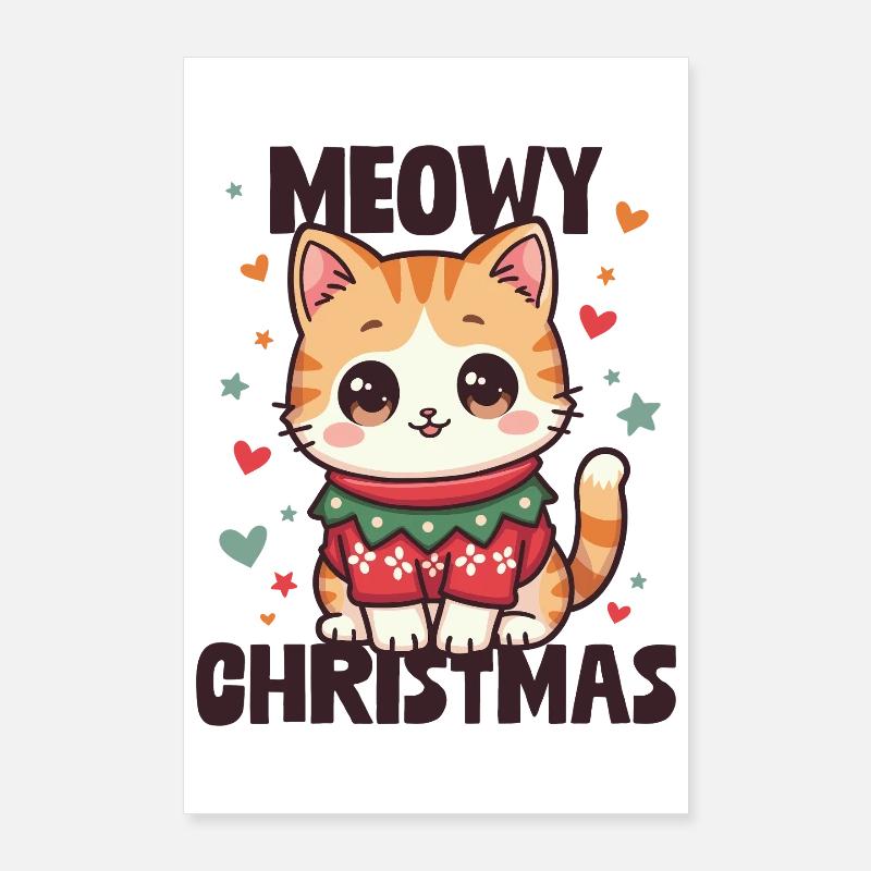 Noël miaou Poster 60 x 90 cm