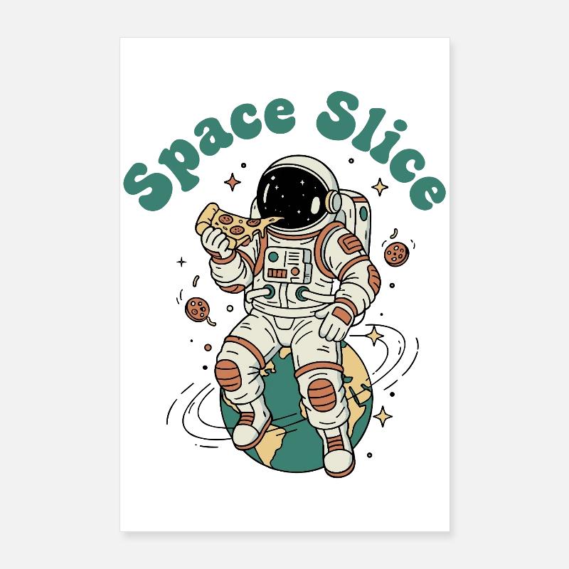 Space Pizza Astronaut Poster 24" x 35" (60x90 cm)
