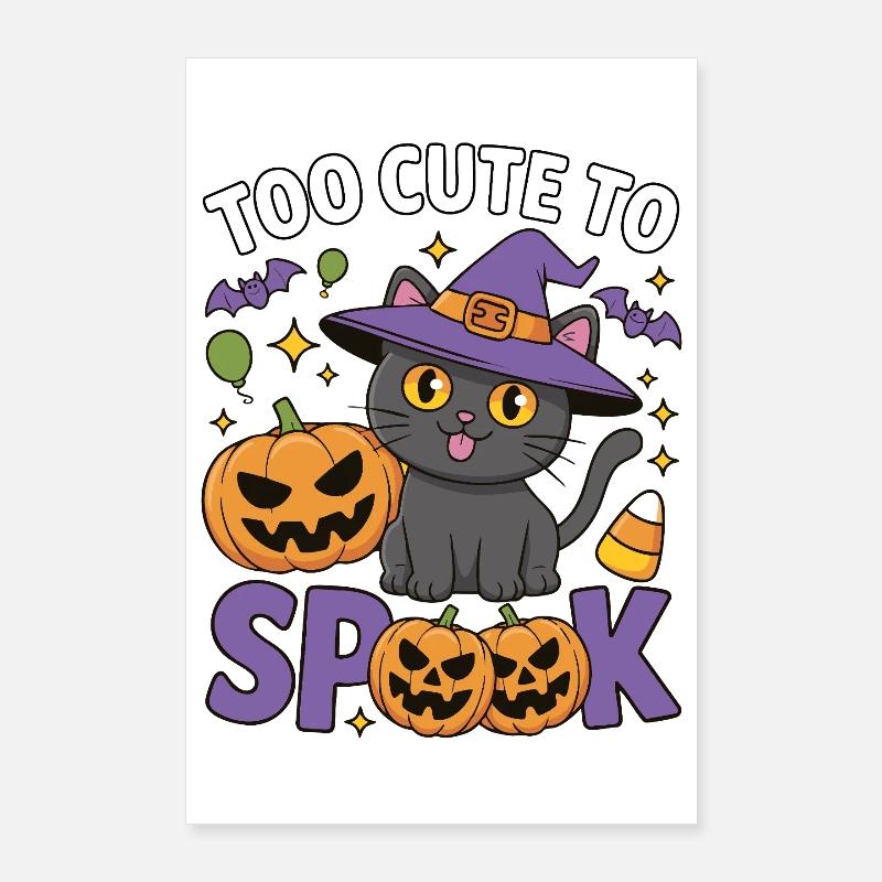 Trop mignon pour être effrayé - Chat sorcière mignon Poster 60 x 90 cm
