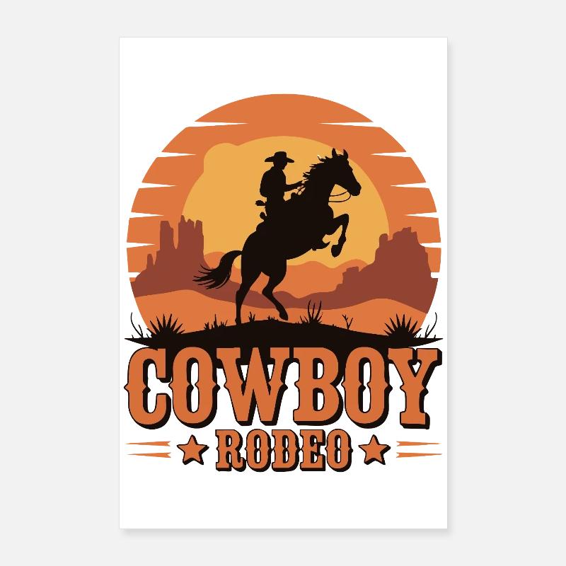 Rodéo de cow-boy - Wild West Sunset Design Poster 60 x 90 cm