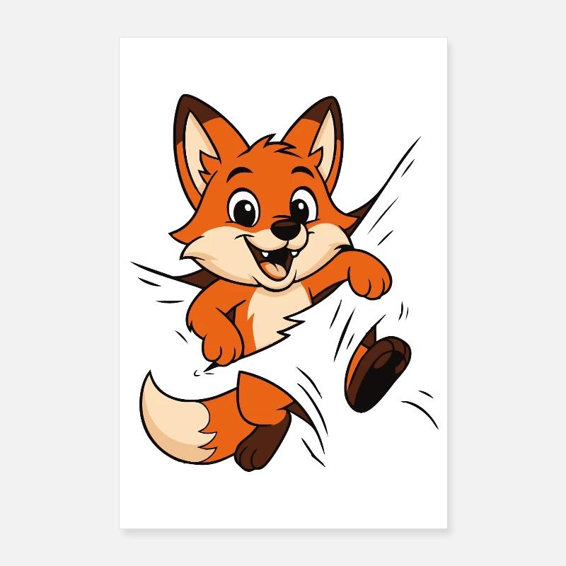 Cute Comic Fox – Kids & Animal Lover Motif Poster 24" x 35" (60x90 cm)